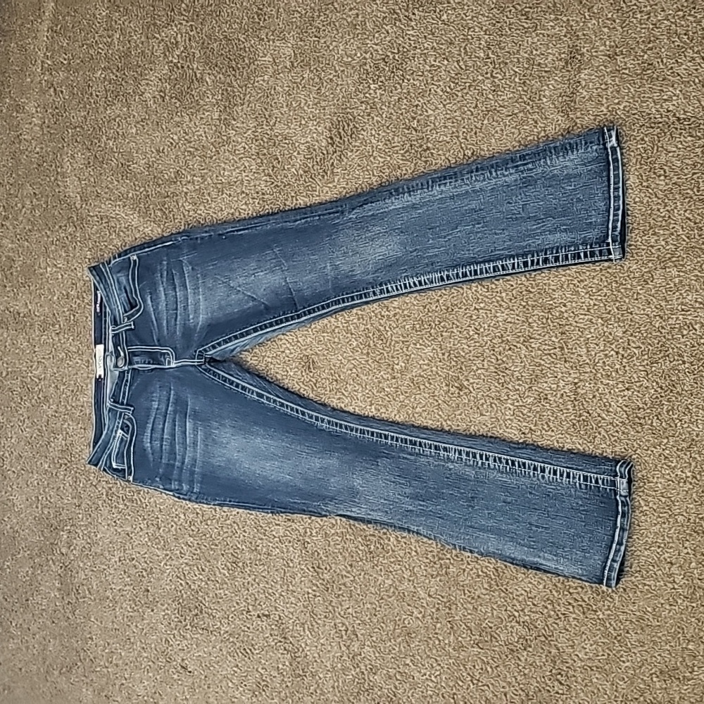 VGS Blue Denim Straight Leg Embellished Pocket Jeans